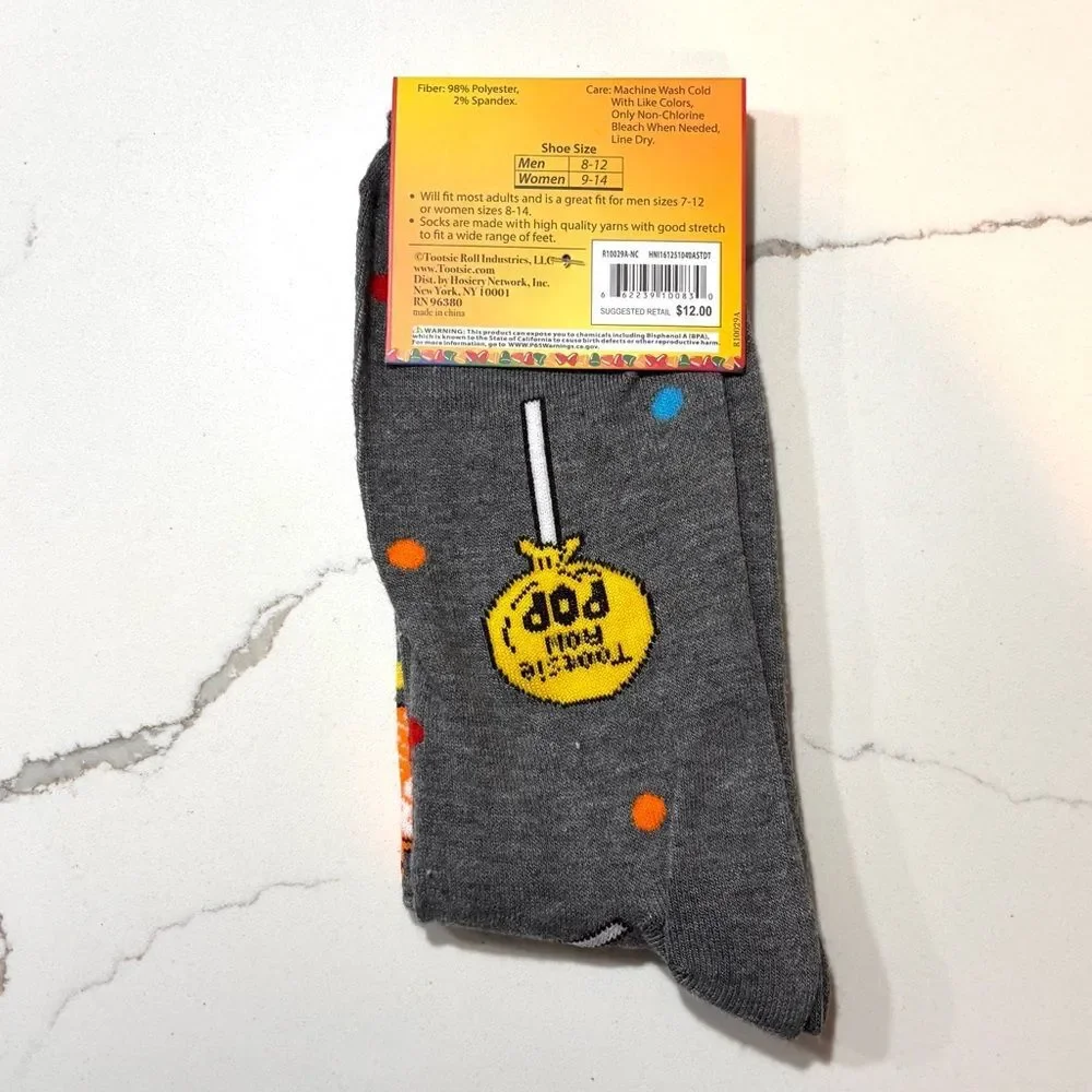 1-Pair Novelty Crew Socks Colorful Design - Sprite Double Bubble OR Tootsie Pops